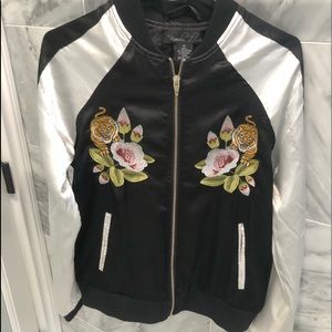 bomber jacket with tiger and flowers
